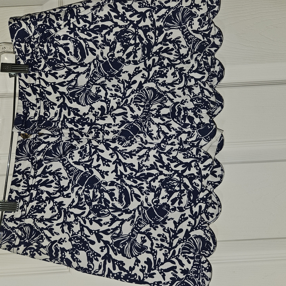 Lilly Pulitzer Black and White Scalloped Mini Skirt